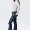 Katsumi Low Rise Frayed Flared Jeans – Summit Blue – Dark Blue Katsumi Low Rise Frayed Flared Jeans – Summit Blue – Dark Blue