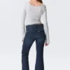 Katsumi Low Rise Frayed Flared Jeans – Summit Blue – Dark Blue Katsumi Low Rise Frayed Flared Jeans – Summit Blue – Dark Blue