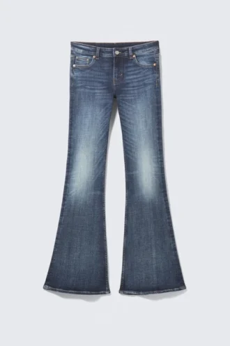 Katsumi Low Rise Slim Flared Leg Jeans – Board Blue – Medium Blue
