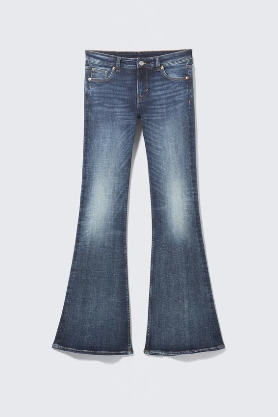 Katsumi Low Rise Slim Flared Leg Jeans – Board Blue – Medium Blue Katsumi Low Rise Slim Flared Leg Jeans – Board Blue – Medium Blue