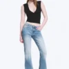 Katsumi Low Rise Slim Flared Leg Jeans – Climb Blue – Light Blue Katsumi Low Rise Slim Flared Leg Jeans – Climb Blue – Light Blue