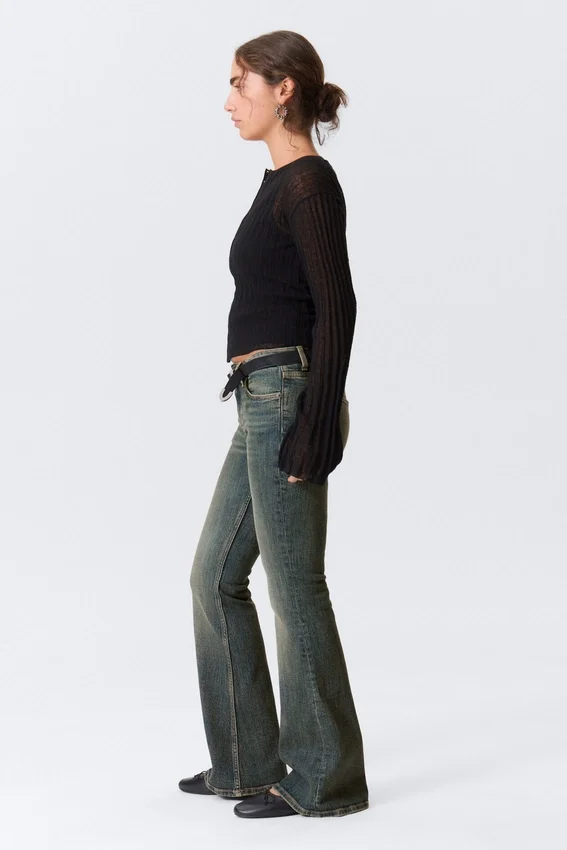 Katsumi Low Rise Slim Flared Leg Jeans – Desert Blue – Dark Blue Katsumi Low Rise Slim Flared Leg Jeans – Desert Blue – Dark Blue
