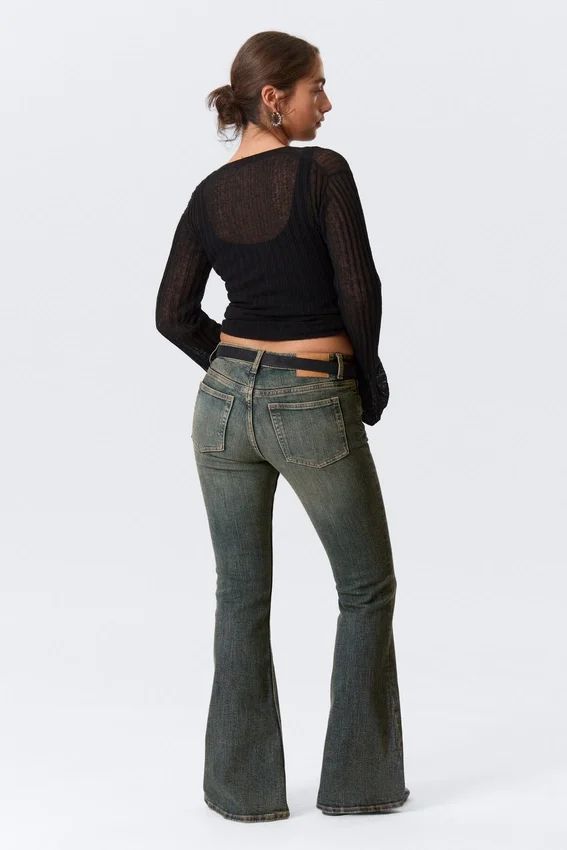 Katsumi Low Rise Slim Flared Leg Jeans – Desert Blue – Dark Blue Katsumi Low Rise Slim Flared Leg Jeans – Desert Blue – Dark Blue