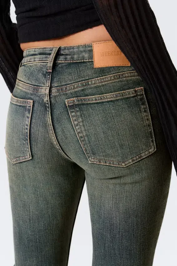 Katsumi Low Rise Slim Flared Leg Jeans – Desert Blue – Dark Blue Katsumi Low Rise Slim Flared Leg Jeans – Desert Blue – Dark Blue