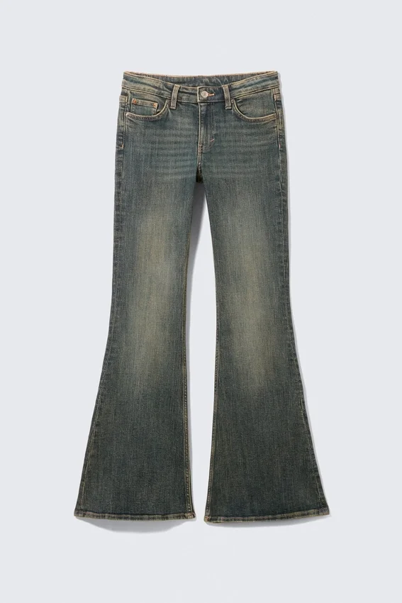 Katsumi Low Rise Slim Flared Leg Jeans – Desert Blue – Dark Blue Katsumi Low Rise Slim Flared Leg Jeans – Desert Blue – Dark Blue