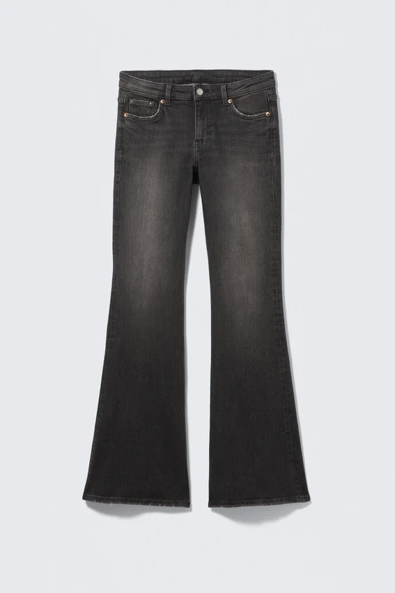 Katsumi Low Rise Slim Flared Leg Jeans – Phantom Black – Black Katsumi Low Rise Slim Flared Leg Jeans – Phantom Black – Black