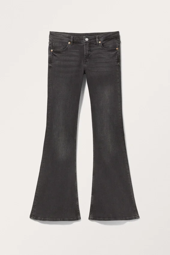 Katsumi Low Waist Flared Jeans – Washed Black Katsumi Low Waist Flared Jeans – Washed Black