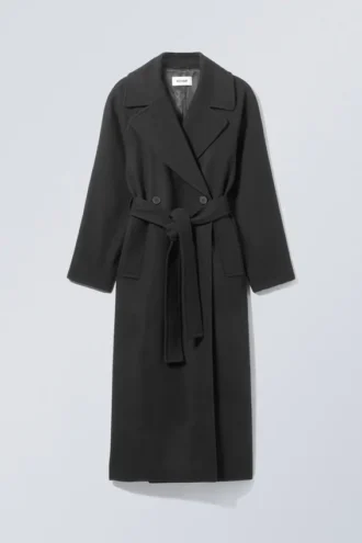 Kia Oversized Wool Blend Coat – Black
