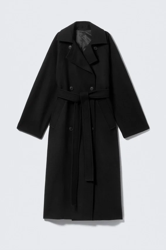 Kia Oversized Wool-Blend Double-Breasted Coat – Black Kia Oversized Wool-Blend Double-Breasted Coat – Black