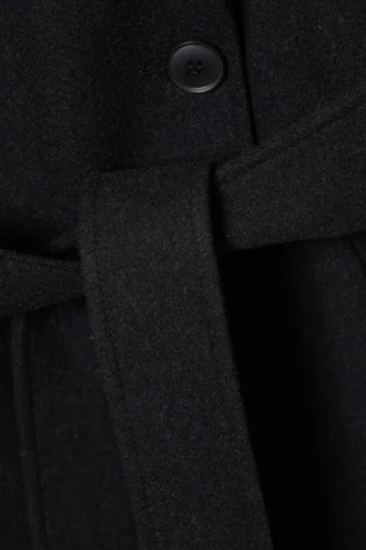 Kia Oversized Wool-Blend Double-Breasted Coat – Black Melange Kia Oversized Wool-Blend Double-Breasted Coat – Black Melange