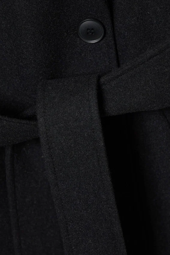 Kia Oversized Wool-Blend Double-Breasted Coat – Black Melange Kia Oversized Wool-Blend Double-Breasted Coat – Black Melange