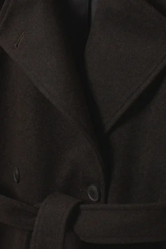 Kia Oversized Wool-Blend Double-Breasted Coat – Dark Brown Melange