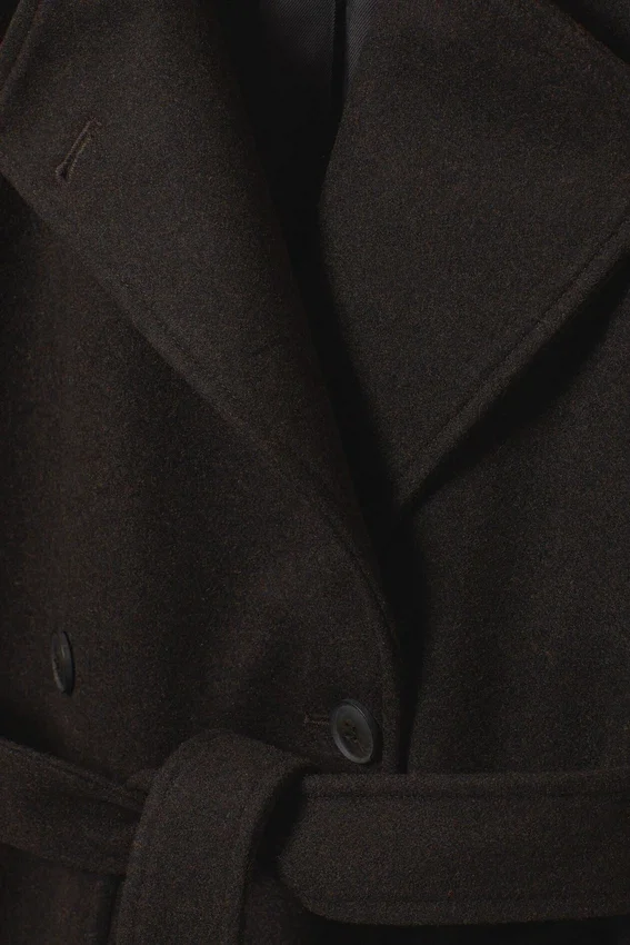 Kia Oversized Wool-Blend Double-Breasted Coat – Dark Brown Melange Kia Oversized Wool-Blend Double-Breasted Coat – Dark Brown Melange