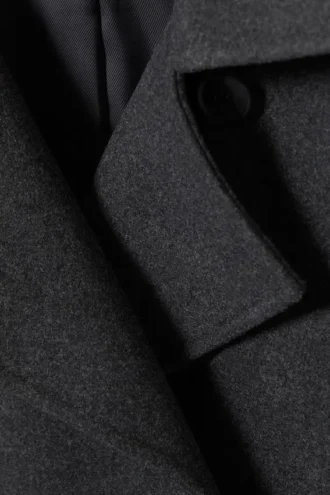 Kia Oversized Wool-Blend Double-Breasted Coat – Dark Grey Melange