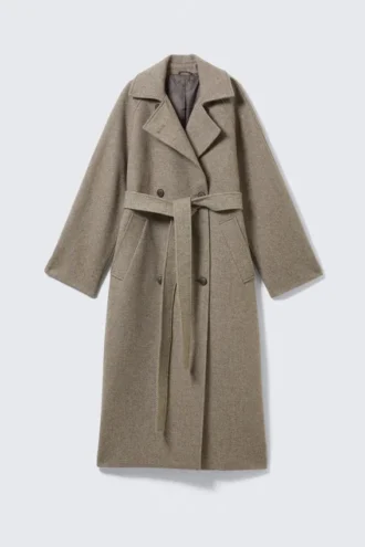 Kia Oversized Wool-Blend Double-Breasted Coat – Light Beige