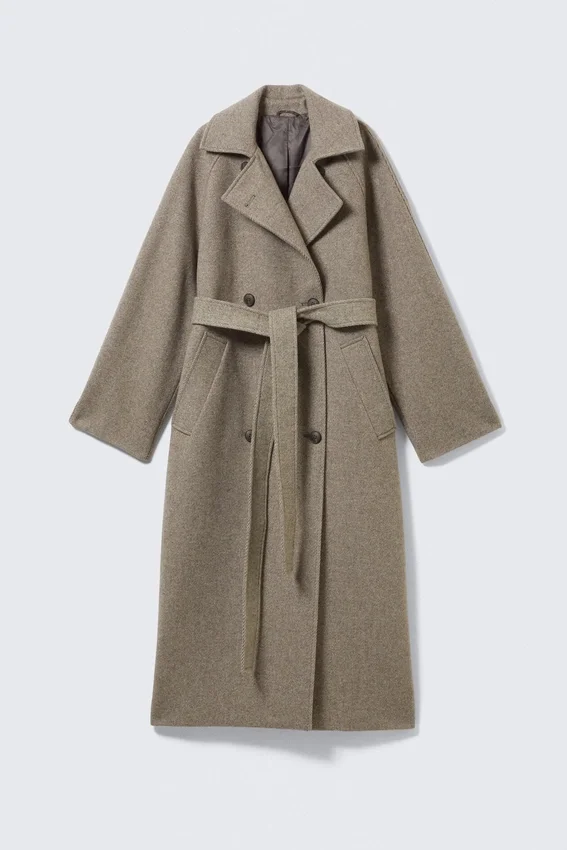 Kia Oversized Wool-Blend Double-Breasted Coat – Light Beige Kia Oversized Wool-Blend Double-Breasted Coat – Light Beige