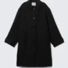 Knee-Length Single-Breasted Coat – Black Knee-Length Single-Breasted Coat – Black