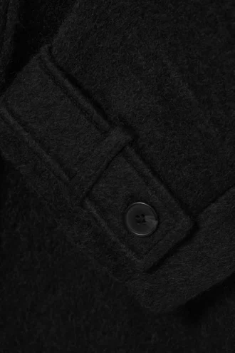 Knee-Length Single-Breasted Coat – Black