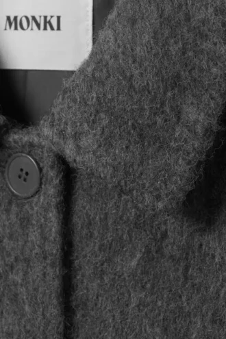 Knee-Length Single-Breasted Coat – Dusty Dark Grey Melange