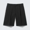 Knee-Length Suiting Shorts – Black Knee-Length Suiting Shorts – Black