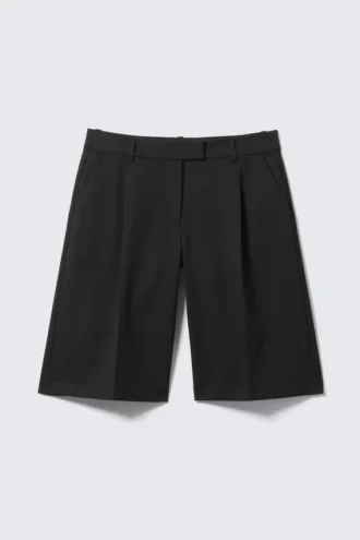 Knee-Length Suiting Shorts – Black