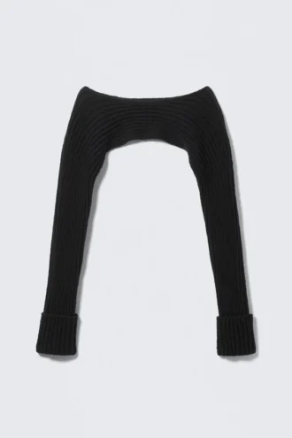Knitted Boat-Neck Bolero – Black