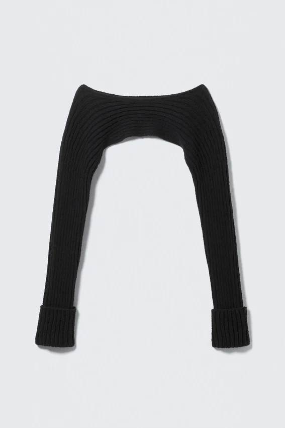 Knitted Boat-Neck Bolero – Black Knitted Boat-Neck Bolero – Black