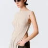Knitted Boat-Neck Tank Top – Light Beige Knitted Boat-Neck Tank Top – Light Beige