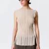Knitted Boat-Neck Tank Top – Light Beige Knitted Boat-Neck Tank Top – Light Beige