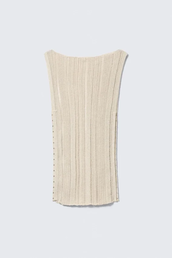 Knitted Boat-Neck Tank Top – Light Beige Knitted Boat-Neck Tank Top – Light Beige