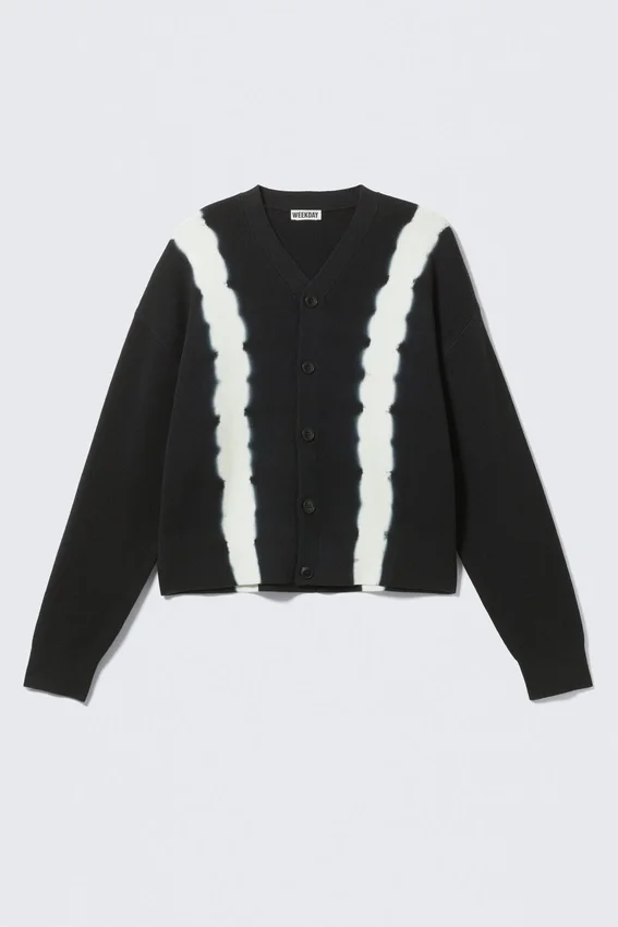 Knitted Boxy Tie-Dye Cardigan – Black Tie-Dye Knitted Boxy Tie-Dye Cardigan – Black Tie-Dye