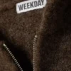 Knitted Boxy Wool-Blend Zip Hoodie – Dark Brown Melange