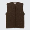 Knitted Buttoned Wool Blend Vest – Dark Brown Melange Knitted Buttoned Wool Blend Vest – Dark Brown Melange