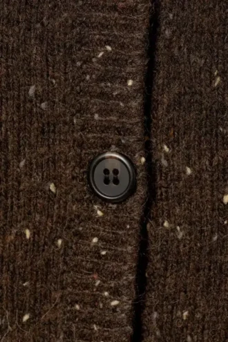 Knitted Buttoned Wool Blend Vest – Dark Brown Melange