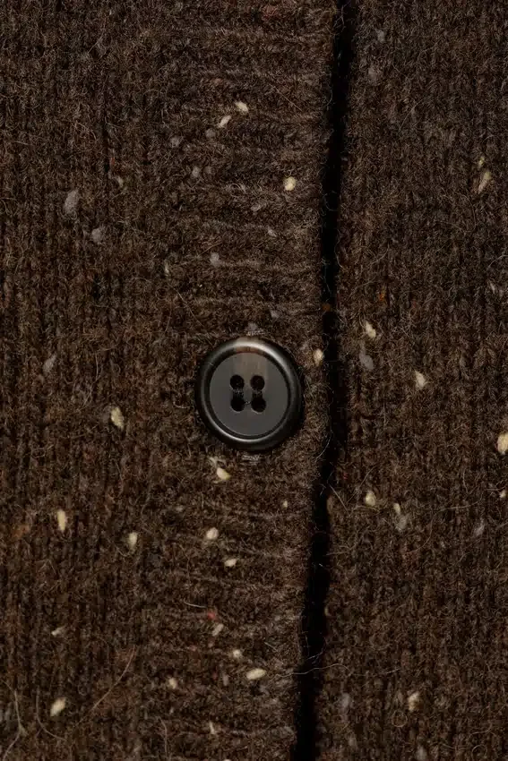 Knitted Buttoned Wool Blend Vest – Dark Brown Melange Knitted Buttoned Wool Blend Vest – Dark Brown Melange