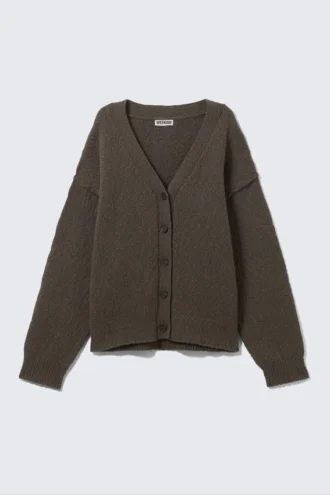 Knitted Cotton Cardigan – Dark Grey