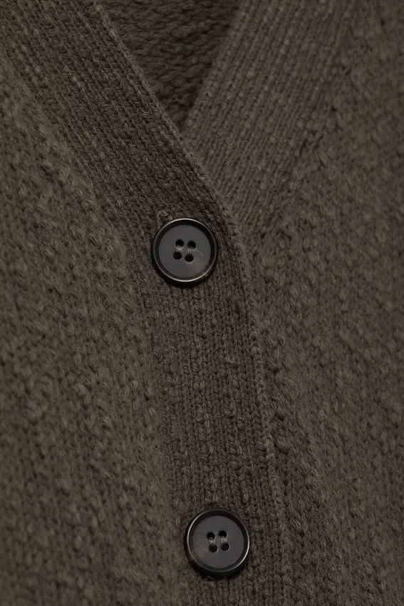 Knitted Cotton Cardigan – Dark Grey Knitted Cotton Cardigan – Dark Grey