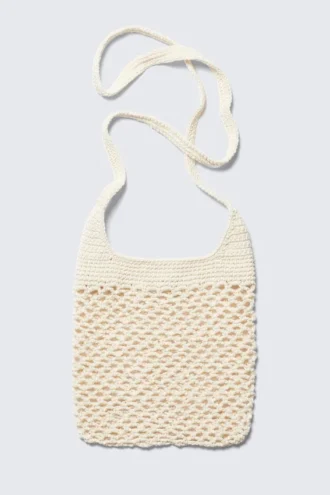 Knitted Cotton Shoulder Bag – Dusty White