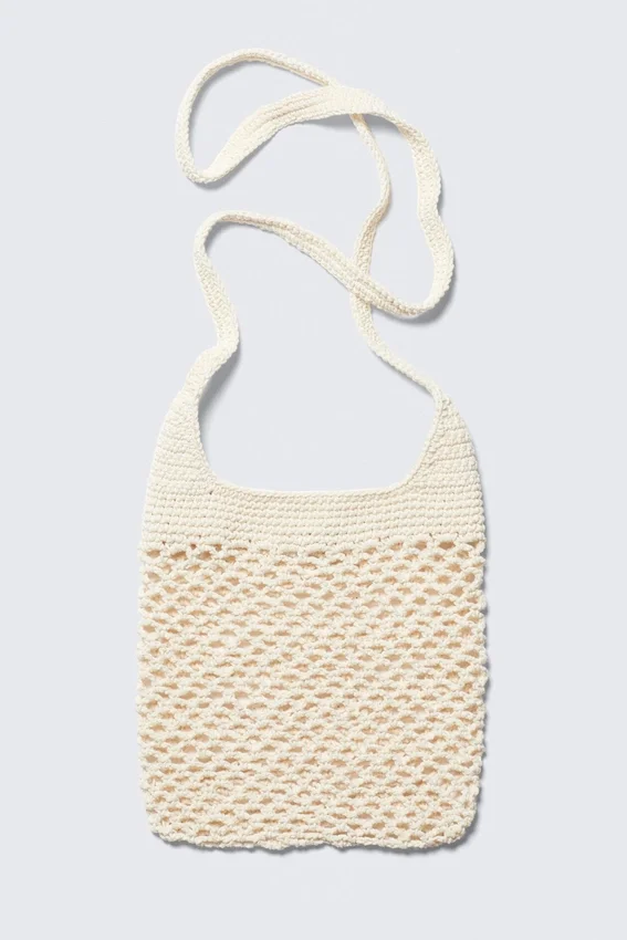 Knitted Cotton Shoulder Bag – Dusty White Knitted Cotton Shoulder Bag – Dusty White