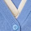 Knitted Double-Layered V-Neck Cardigan – Blue/Off-White Knitted Double-Layered V-Neck Cardigan – Blue/Off-White