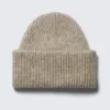Knitted Fold-Up Ribbed Beanie – Beige Knitted Fold-Up Ribbed Beanie – Beige