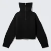 Knitted Funnel Neck Dual Zip Sweater – Black Knitted Funnel Neck Dual Zip Sweater – Black