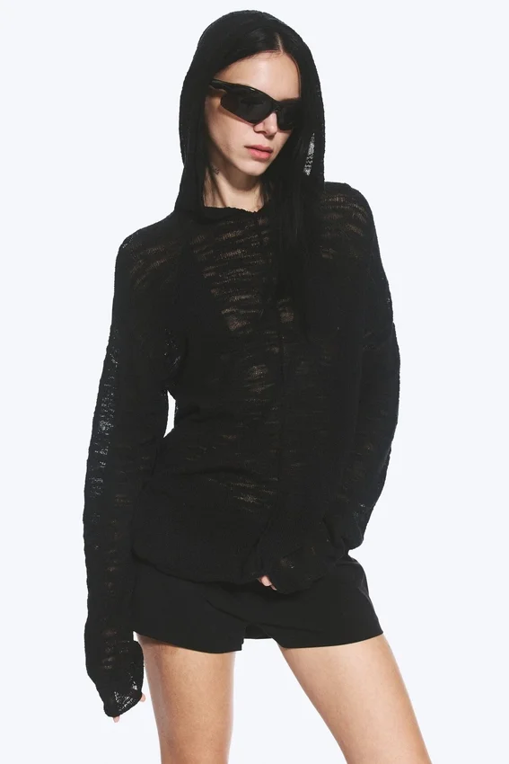 Knitted Hoodie – Black Knitted Hoodie – Black