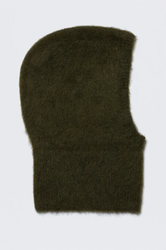Knitted Mohair Blend Hood – Dark Green Knitted Mohair Blend Hood – Dark Green