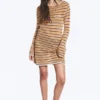 Knitted Open-Back Dress – Striped Orange Knitted Open-Back Dress – Striped Orange