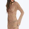 Knitted Open-Back Dress – Striped Orange Knitted Open-Back Dress – Striped Orange