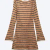 Knitted Open-Back Dress – Striped Orange Knitted Open-Back Dress – Striped Orange