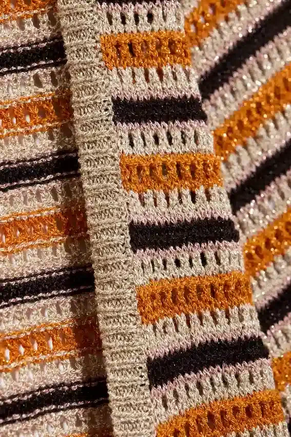Knitted Open-Back Dress – Striped Orange Knitted Open-Back Dress – Striped Orange