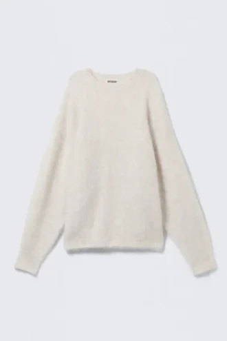 Knitted Oversized Mohair-Blend Sweater – Off-White