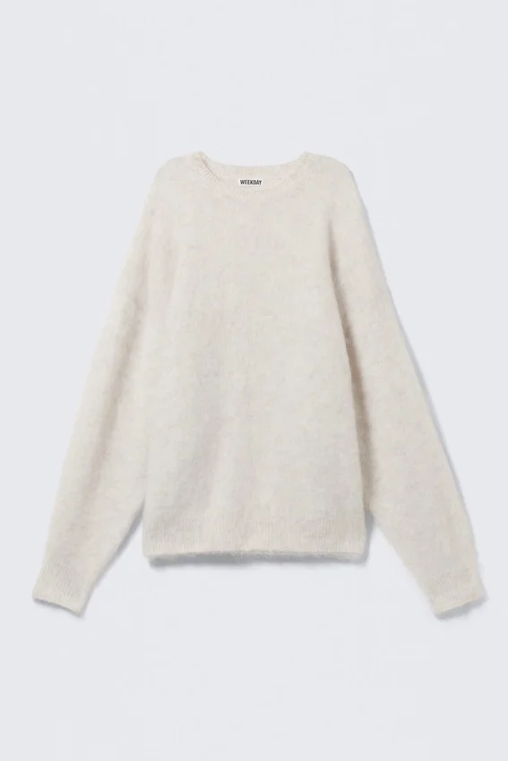 Knitted Oversized Mohair-Blend Sweater – Off-White Knitted Oversized Mohair-Blend Sweater – Off-White